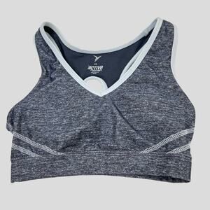 Old Navy Active Racerback Sports Bra Womens Size XS Gray + White Keyhole Cut Out